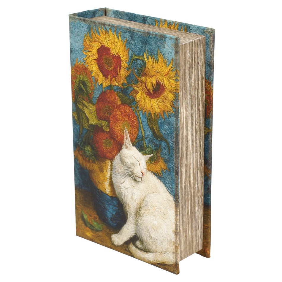 Book box Sunflower and Cat S, 21x13x5cm