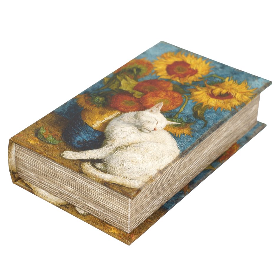 Book box Sunflower and Cat S, 21x13x5cm