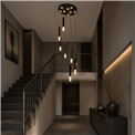 Pendant lamp Sellingen 8, transparent/black, H31-133cm, D40cm, LED 64W, 3000K
