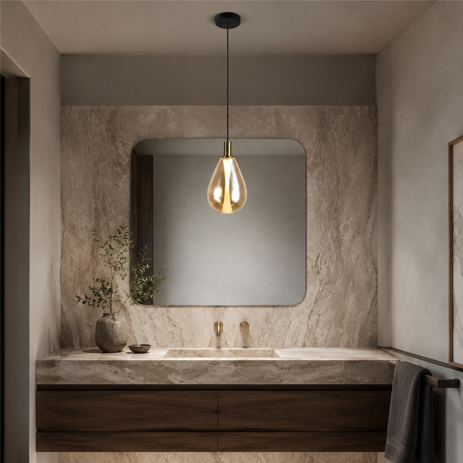 Подвесной светильник Rigonda amber SM, H38-120cm, D20cm, LED 5.4W, 3000K, 824lm