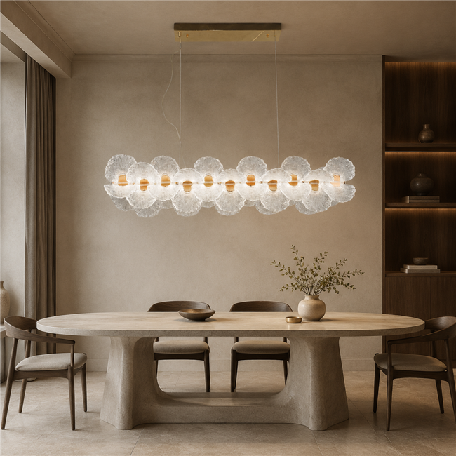 Pendant lamp Smilde 105, transparent/gold color, H30-125x105x40cm, LED 144W, 3000K/4000K/6000K, 9072lm