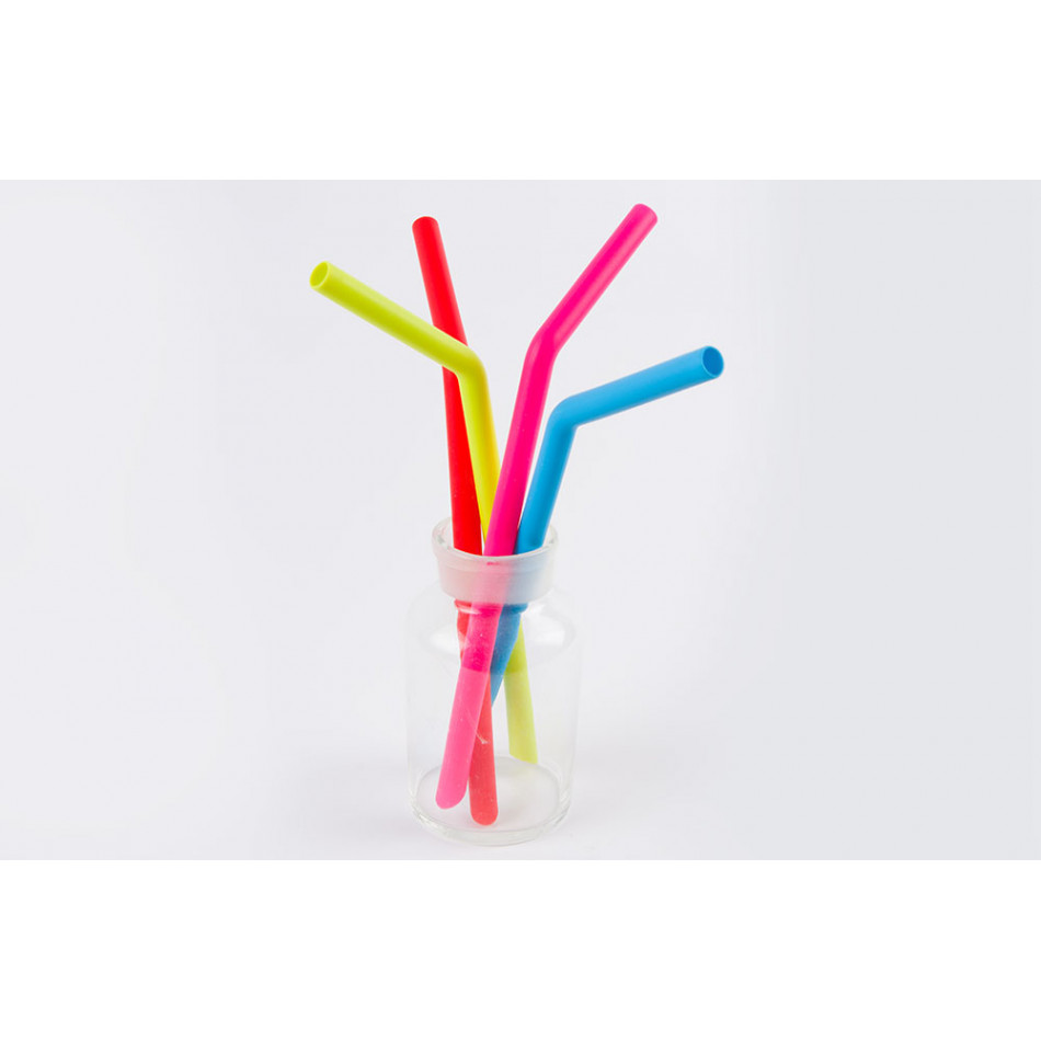 Set of 4 cocktail straws, silicone, 15cm