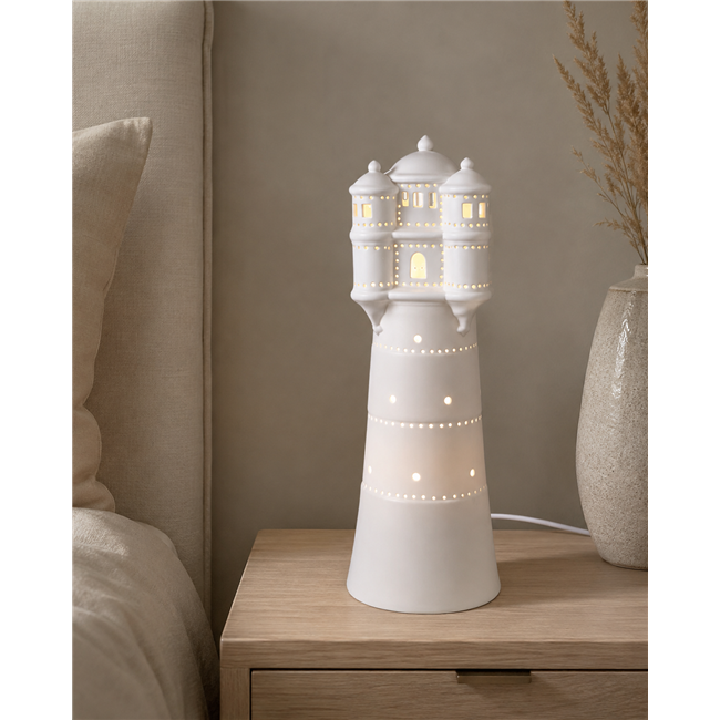 Table lamp Lighthouse, white, H35cm, D12cm, E14 20W(MAX)