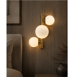 Wall lamp Rade, opalwhite/brass color, H28x21x19cm, G9x3 5W(MAX)