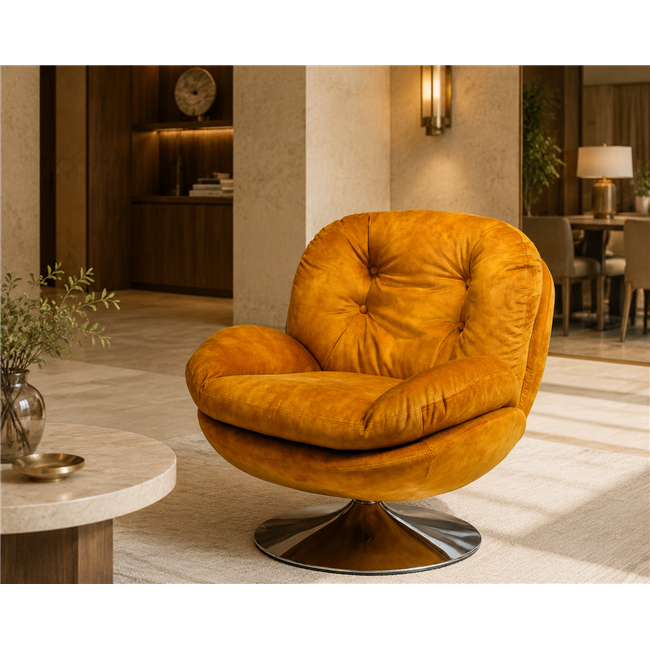 Leisure chair Vanesa, vintage gold 15, rotatable 360 degrees, 84x50xH85, seat height 46cm
