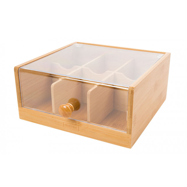 Tea box with 6 spaces, 21.5x21x10cm