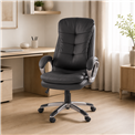 Office chair Heston, black eco leather, W114-124x66cm, H72cm, seat H49-59cm