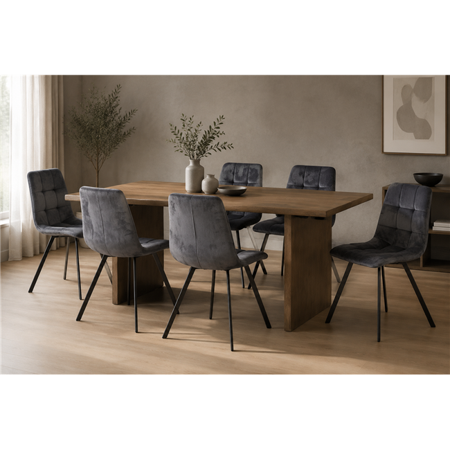 Dining chair Tauton, grey, velvet, H85x56x40cm, seat height 49cm