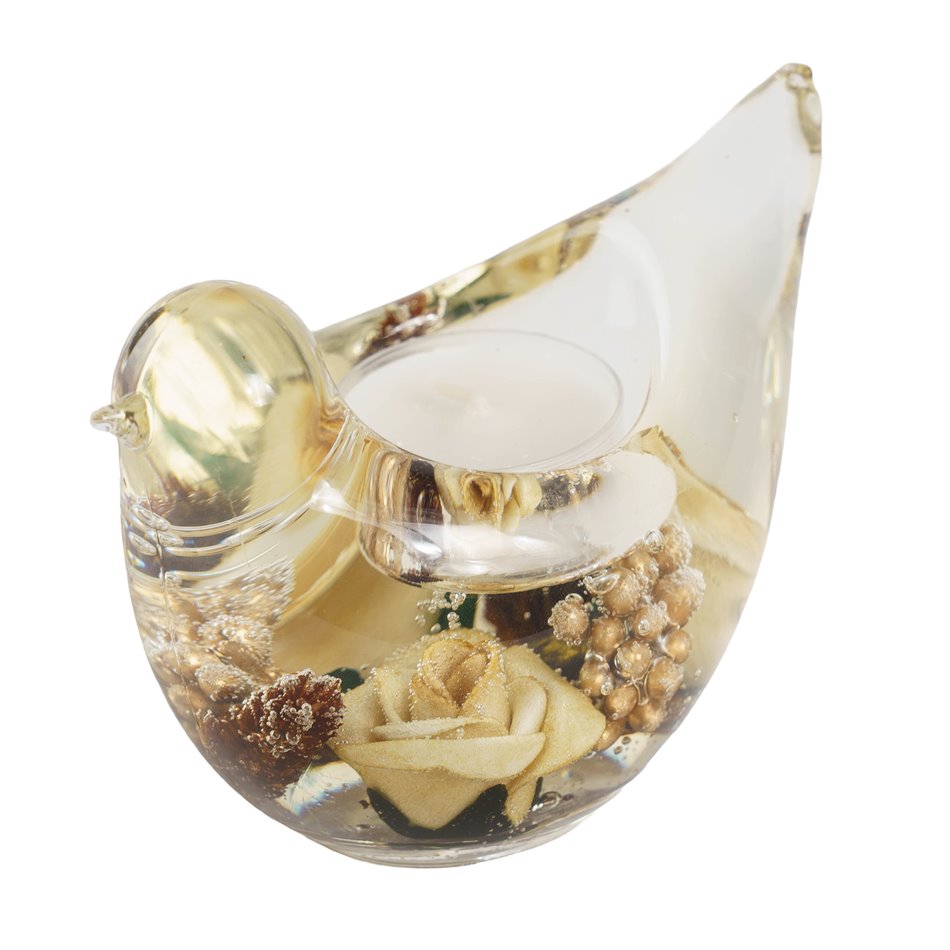 Tealight holder Dreamlight Bird, glass, H7x6.5x13cm