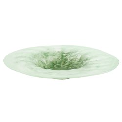Deco dish Dalvik, white/green, glass, H8cm, D40cm