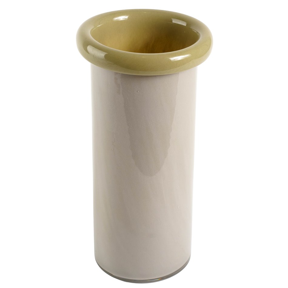 Vase Dalen L, olive green/sand color, glass, H30.5cm, D15cm