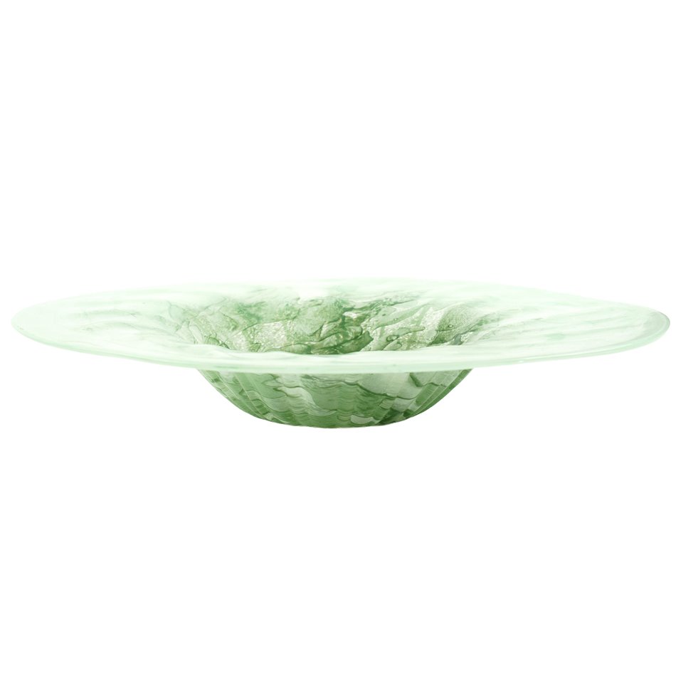 Deco dish Dalvik, green, glass, H8cm, D40cm