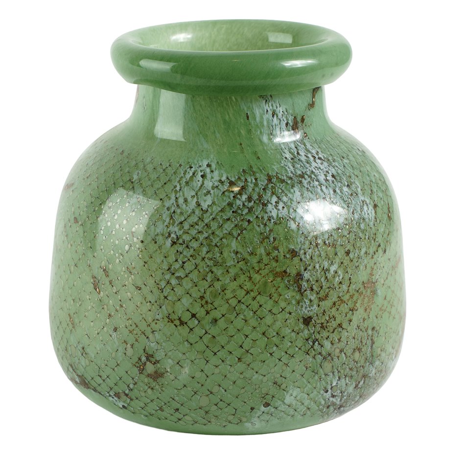 Vase Deskati, green, glass, H24cm, D23cm