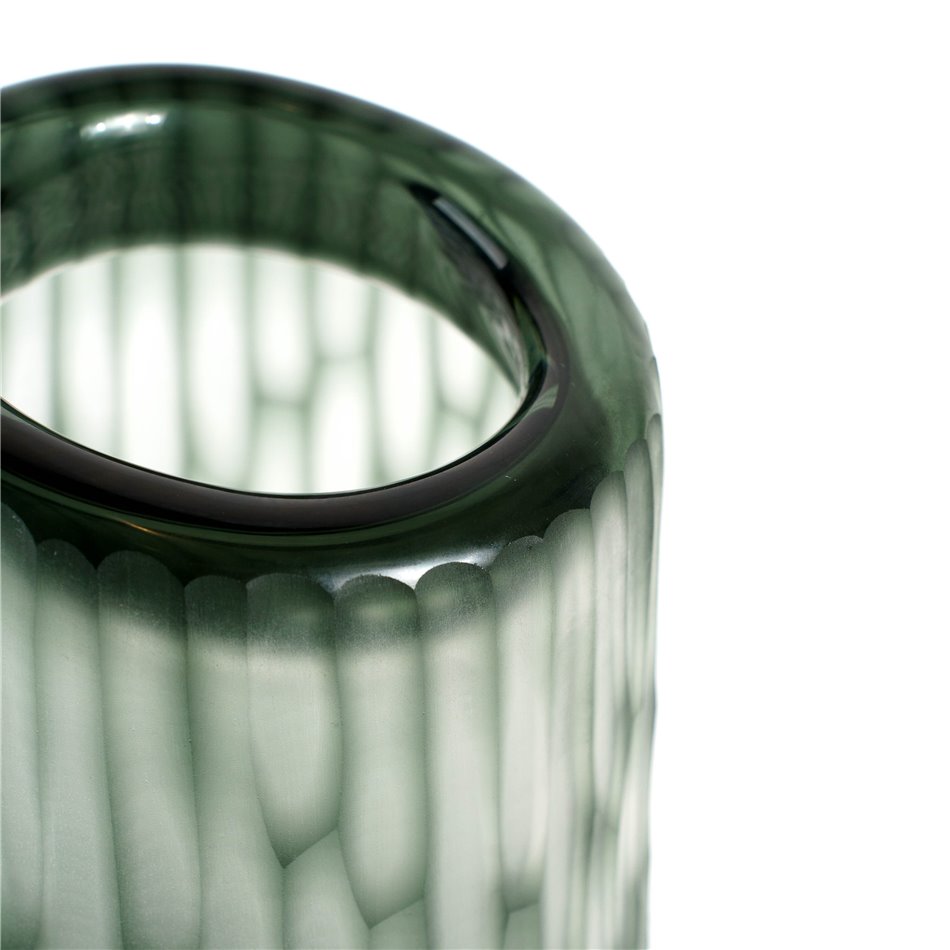 Vase Dijon L, green, glass, H35cm, D17.5cm