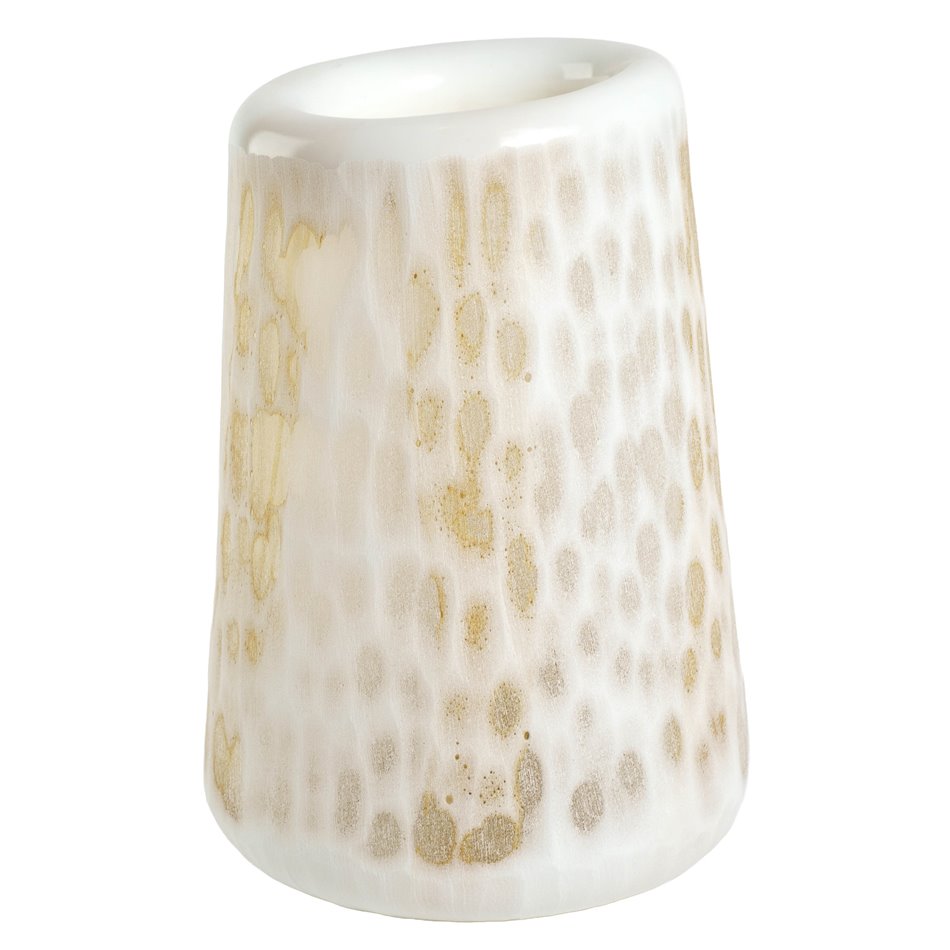 Vase Dijon, white/beige, glass, H28cm, D19.5cm