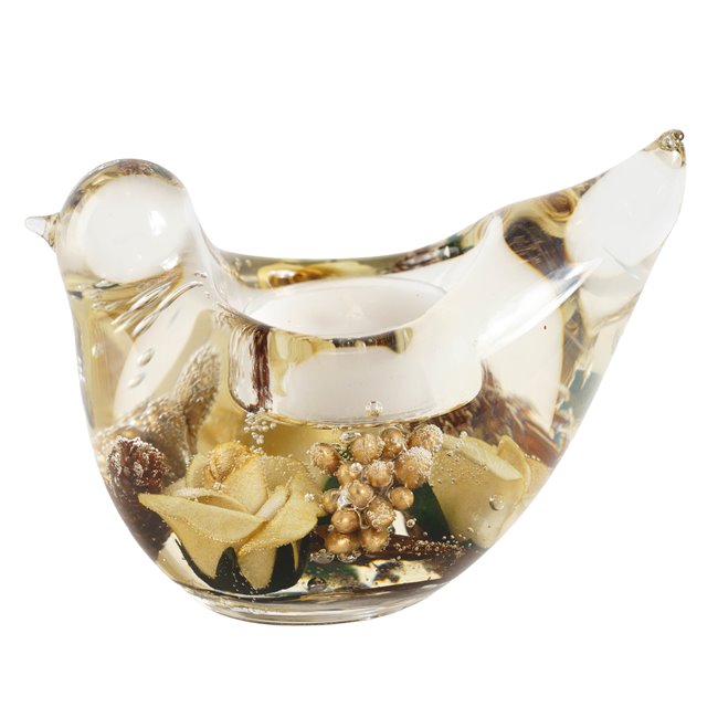 Tealight holder Dreamlight Bird, glass, H7x6.5x13cm