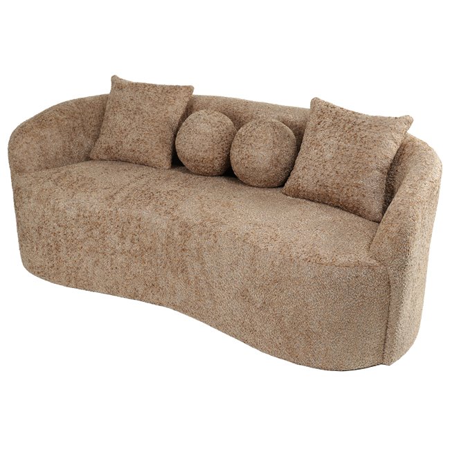Sofa Duleek, with 4 pillows, brown, H68x179x82cm