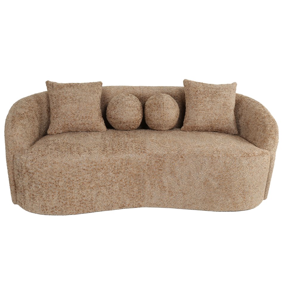 Sofa Duleek, with 4 pillows, brown, H68x179x82cm