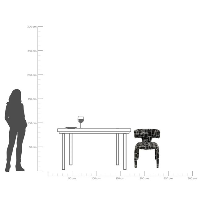Dining chair Tobi Trio, white/black, H77x58x57cm, seat height 47cm