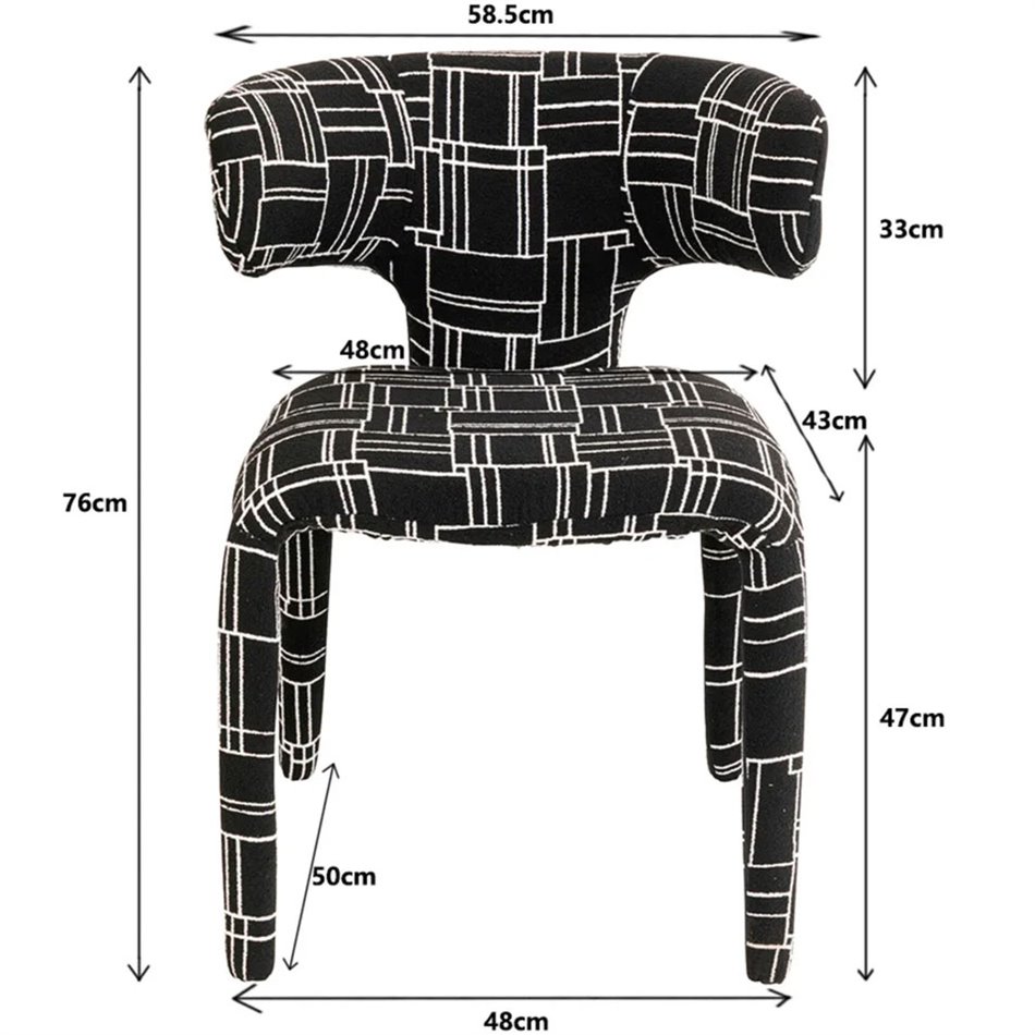 Dining chair Tobi Trio, white/black, H77x58x57cm, seat height 47cm