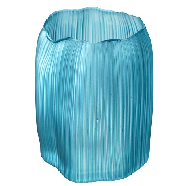 Hurricane/vase AMBER EDGE, petrol color, glass, H22cm, D17cm