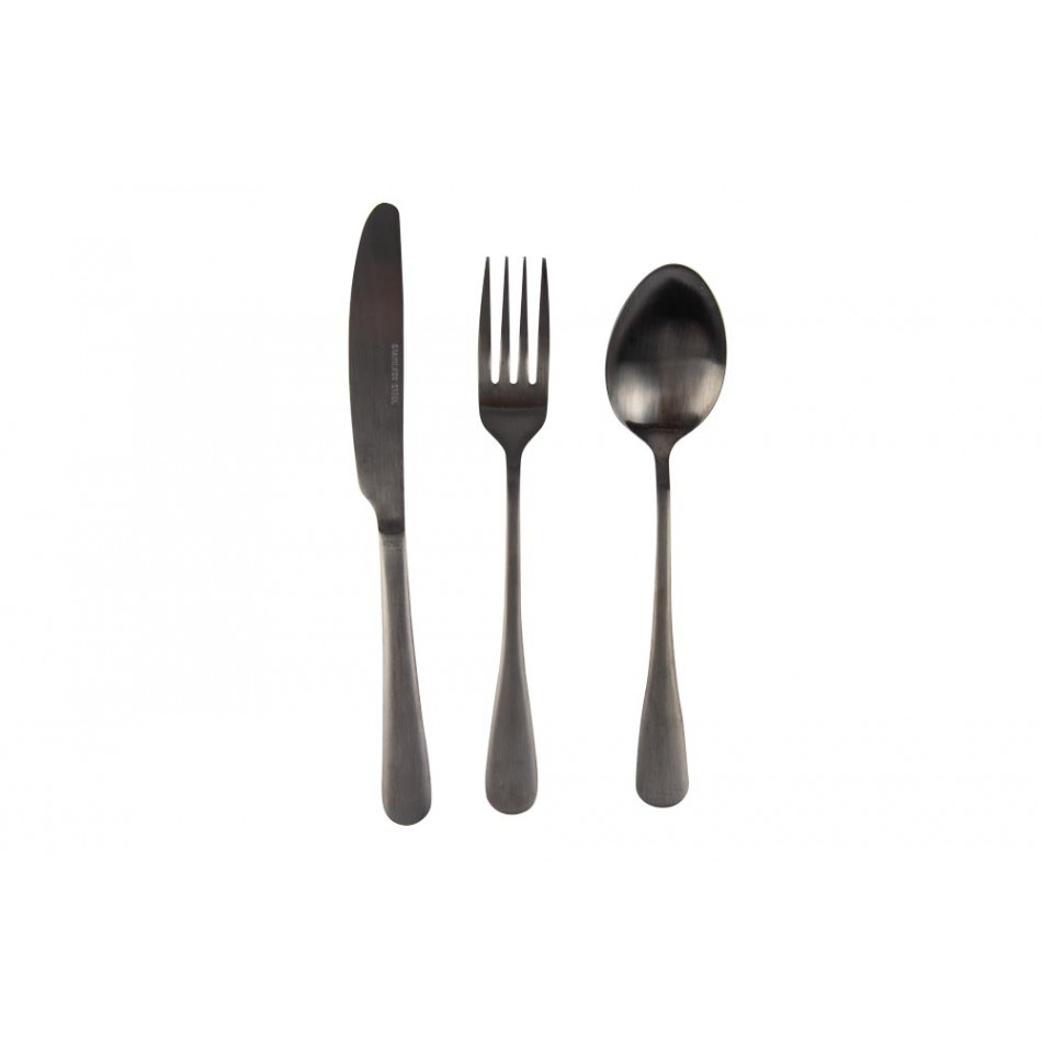 Matt black Cutlery set, 3 pieces