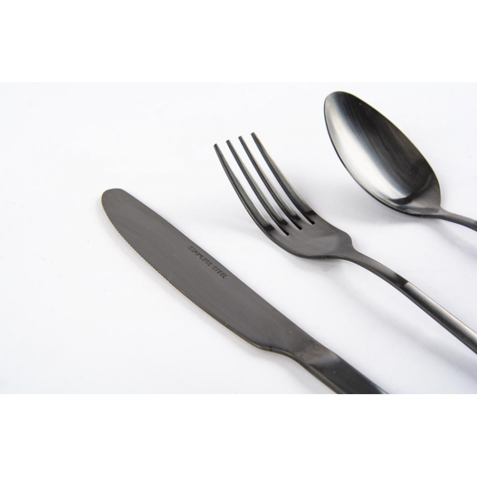 Matt black Cutlery set, 3 pieces