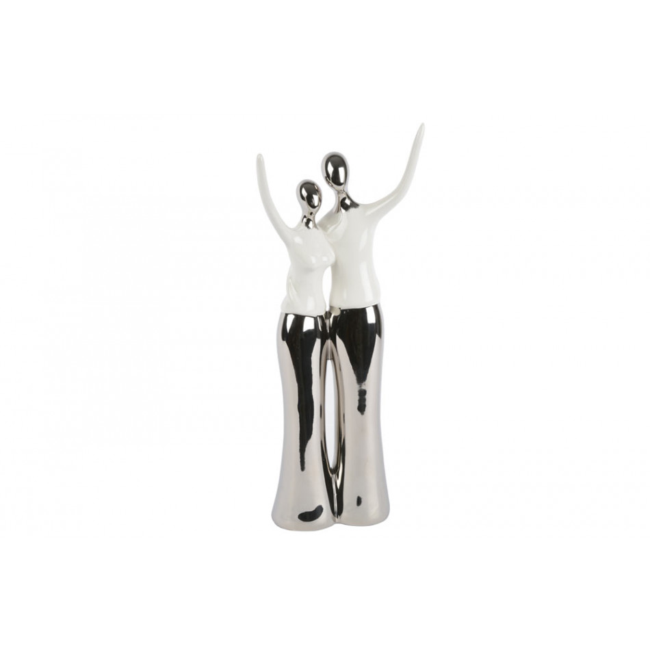 Декор Couple, белый / серебристый, H34x14x6.5cm