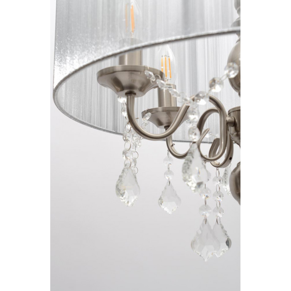 Floor lamp MARI silver, E14 5x40W,  H-165cm, Ø-50cm, satin nickel