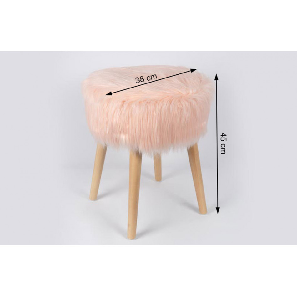 Stool Fluffy, pink, 37x37x45cm