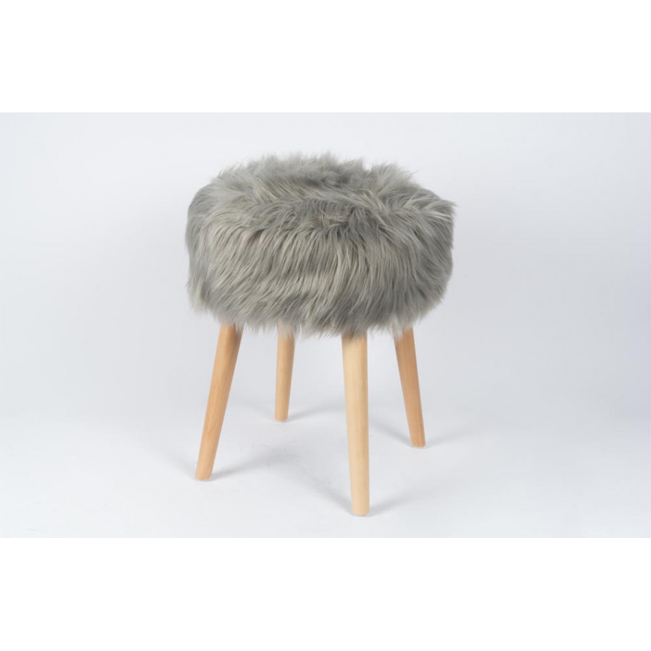Stool Fluffy, grey, 37x37x45cm