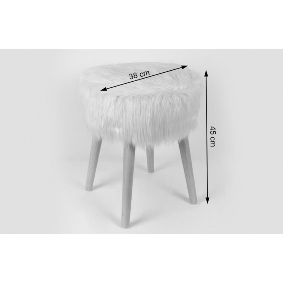 Stool Fluffy, grey, 37x37x45cm