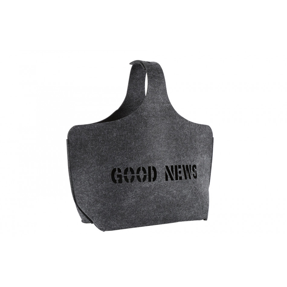 Felt magazine rack Good News, dark grey, 32x18x43cm