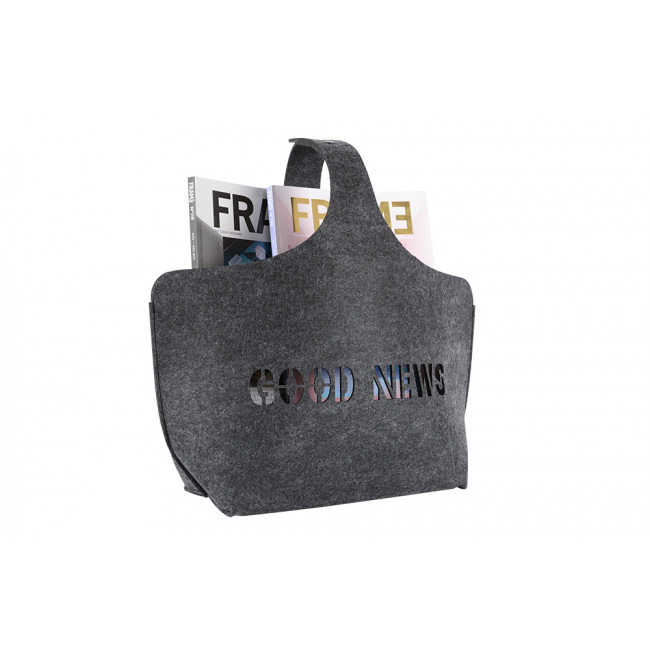 Felt magazine rack Good News, dark grey, 32x18x43cm