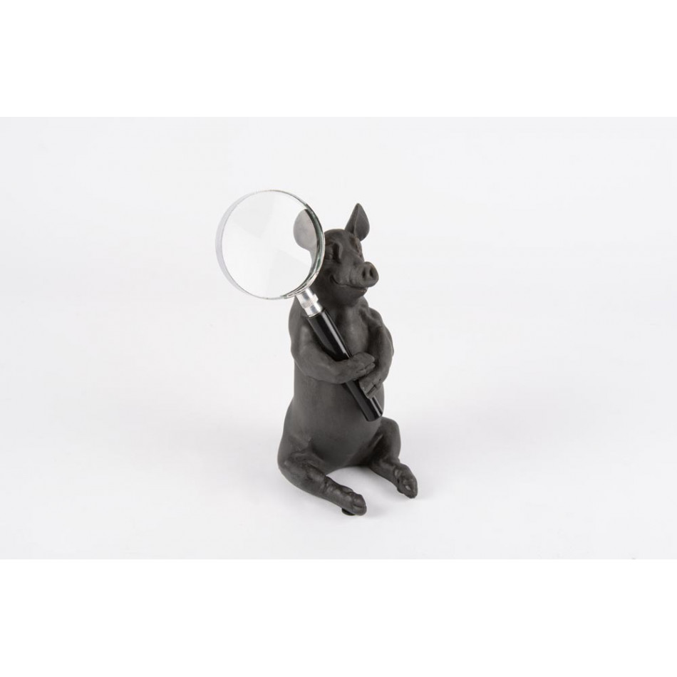 Декоративная статуэтка Свинья с увеличительным стеклом, H17.5x10x9cm