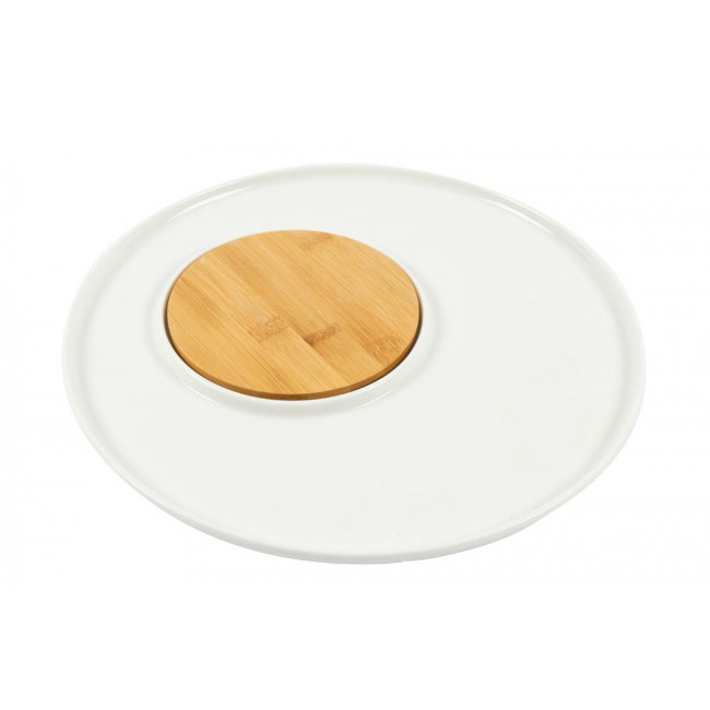 Round plate with bamboo insert, D32cm