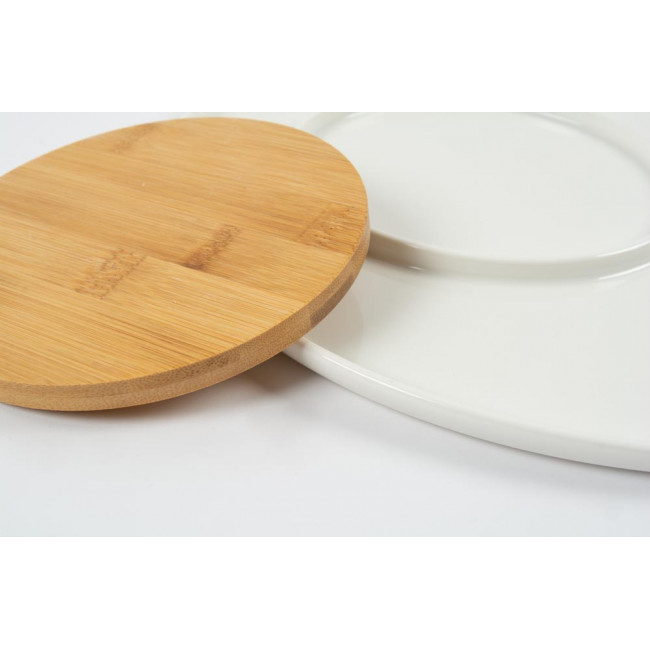 Round plate with bamboo insert, D32cm