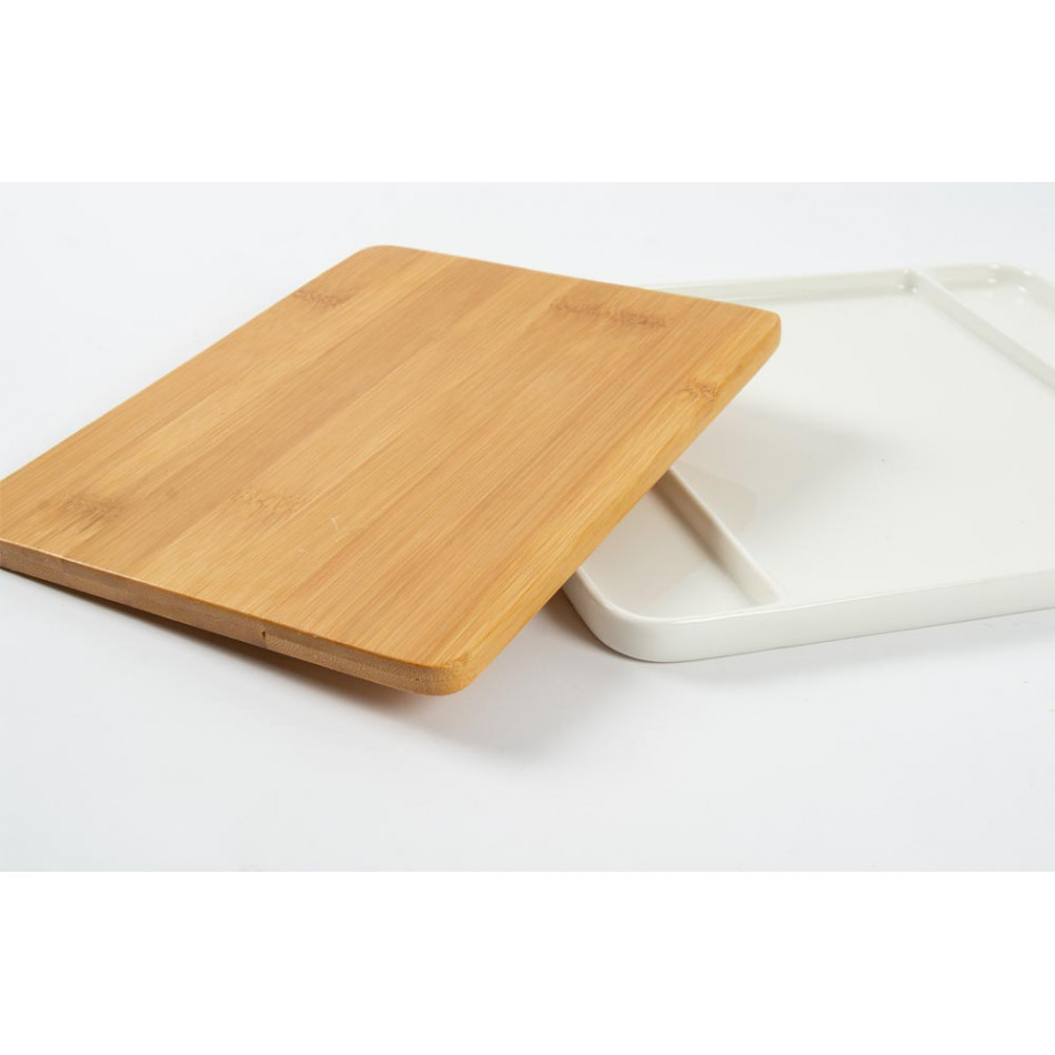 Rectangular plate with bamboo inside, 32x22.5cm