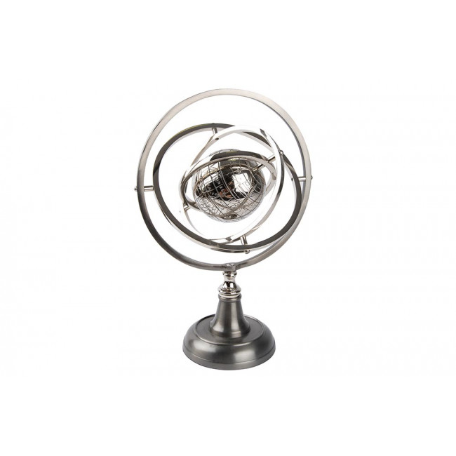 Aluminium armillary sphere, satin grey, 27x13.5x39cm