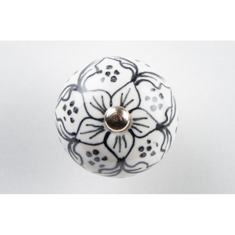 Ручка мебельная Tomato, с черным узором, керамика, H45x45x40мм 