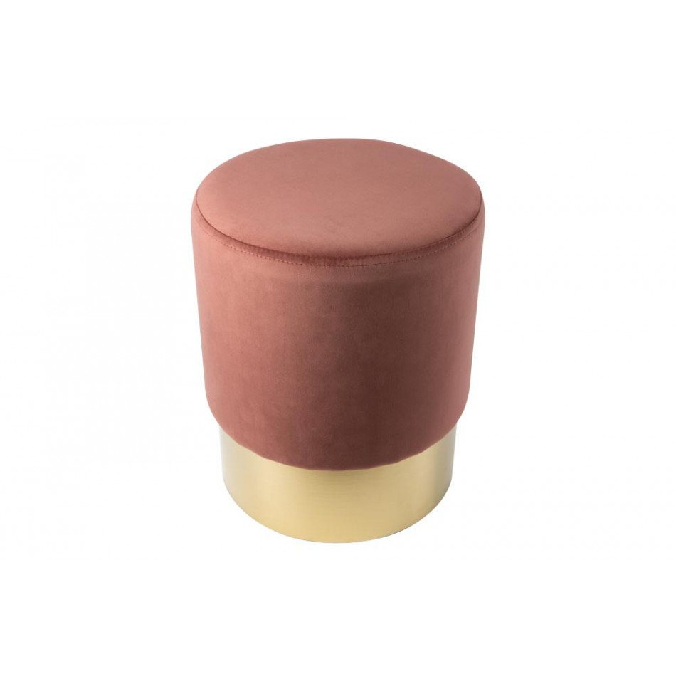 Stool Noto, coral rose / gold color base, 35x42cm