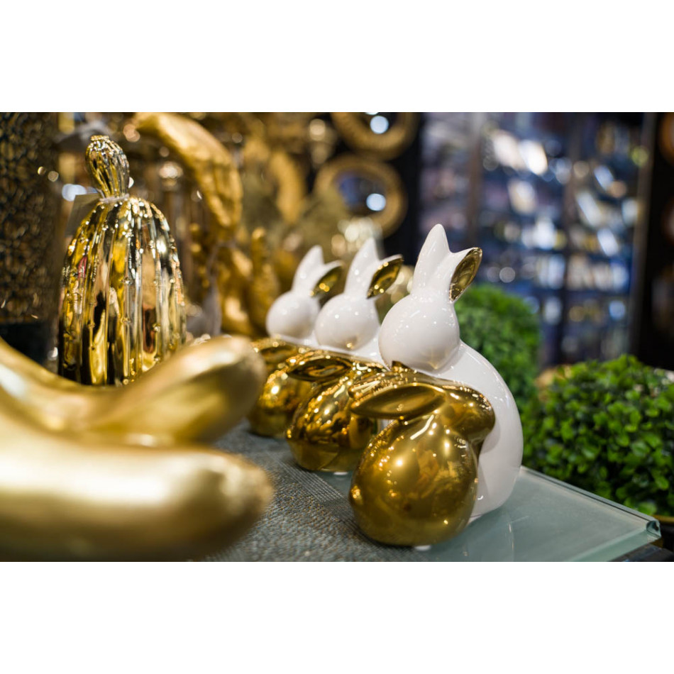 Decor Rabbit, white/gold, 11.5x6.5x15cm