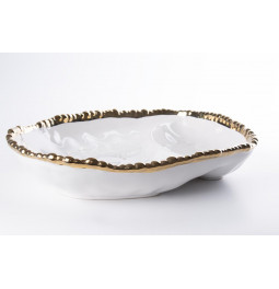 Decorative bowl Wioletta, white/gold, 29x24x6cm