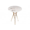 Bar table Gozo, white stone surface/golden legs, D70 H103cm