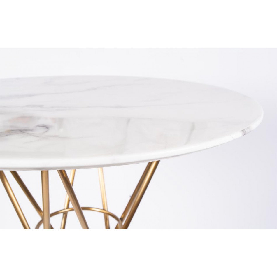 Барный стол Gozo, поверхность из белого камня / золотые ножки, D70 H103cm