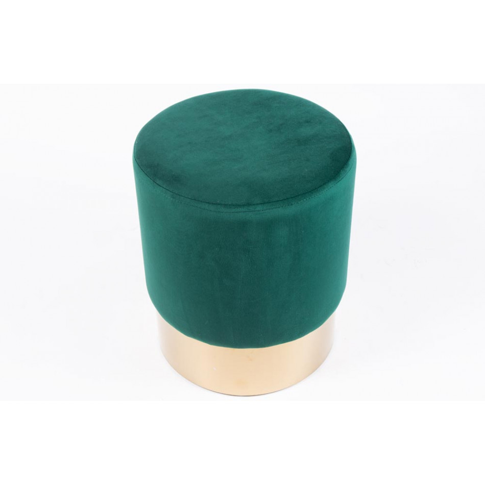Stool  Noto, emerald green/golden base, 35x42cm