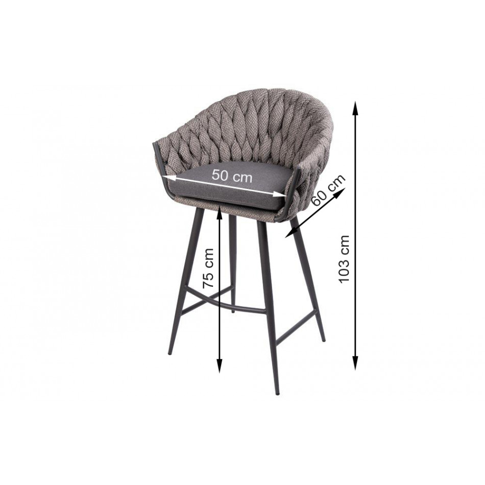 Барный стул Oerebro, серый, 60x50x103см, высота сиденья 75см