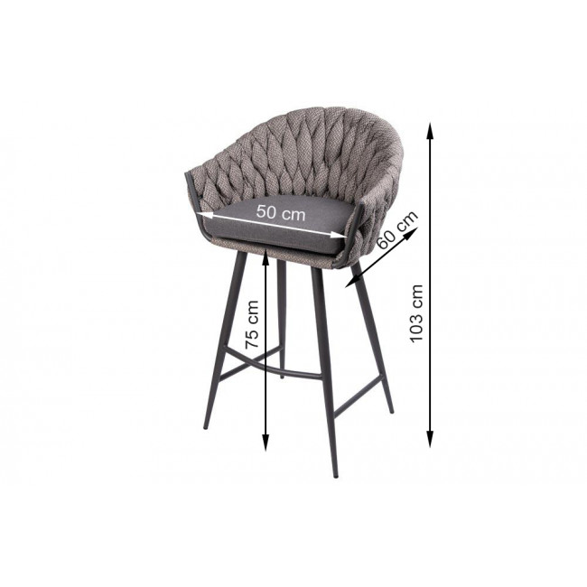 Барный стул Oerebro, серый, 60x50x103см, высота сиденья 75см