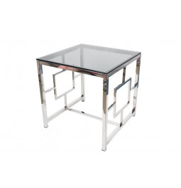 Side table Eder, toned glass/silver, 55x55x55cm