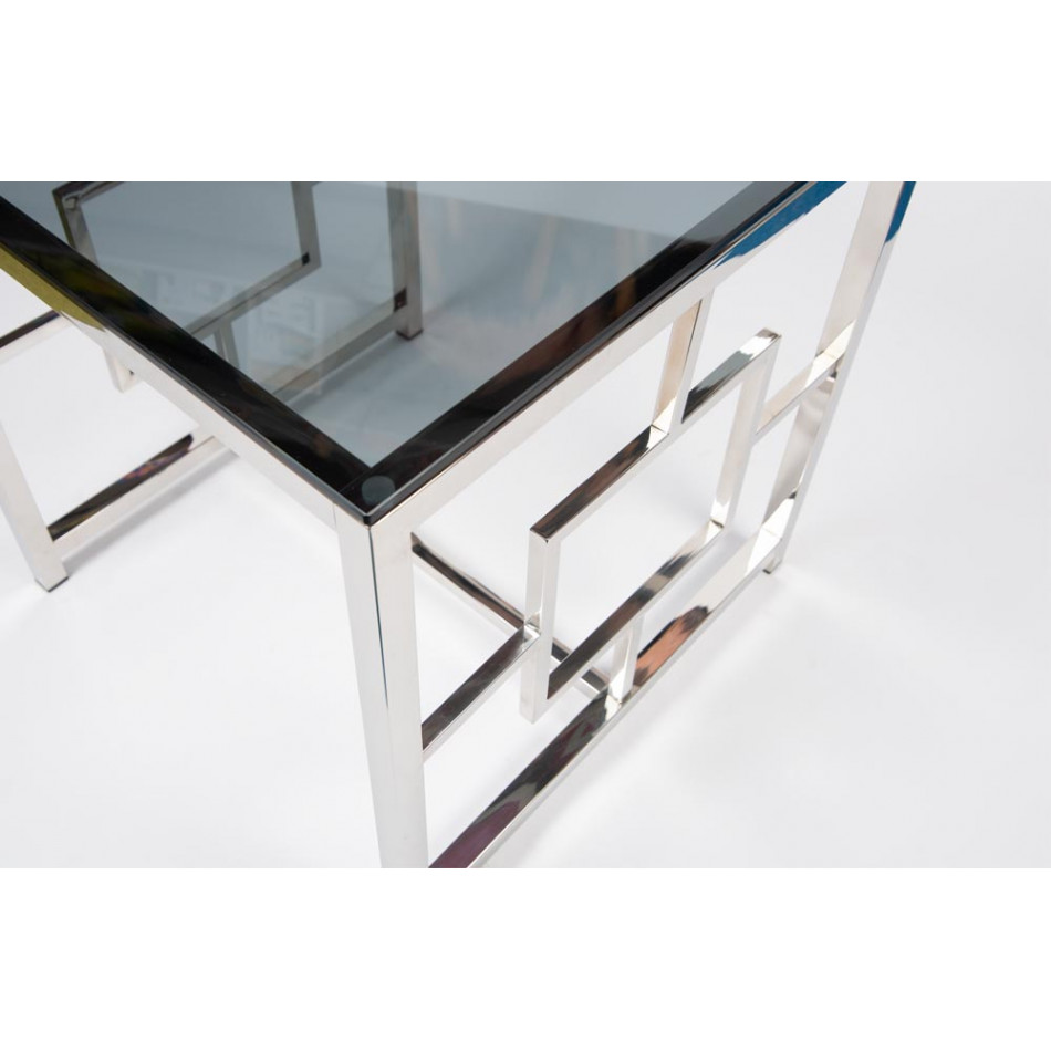 Cтолик Eder, тонированное стекло / серебро, 55x55x55см